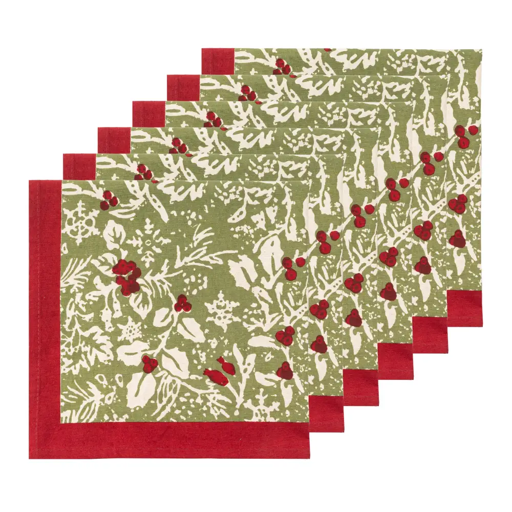 Relaxed Holly Botanical Napkin Set