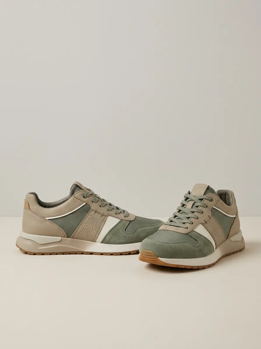 Men's Casual Outdoor Topographic Print Sneakers
