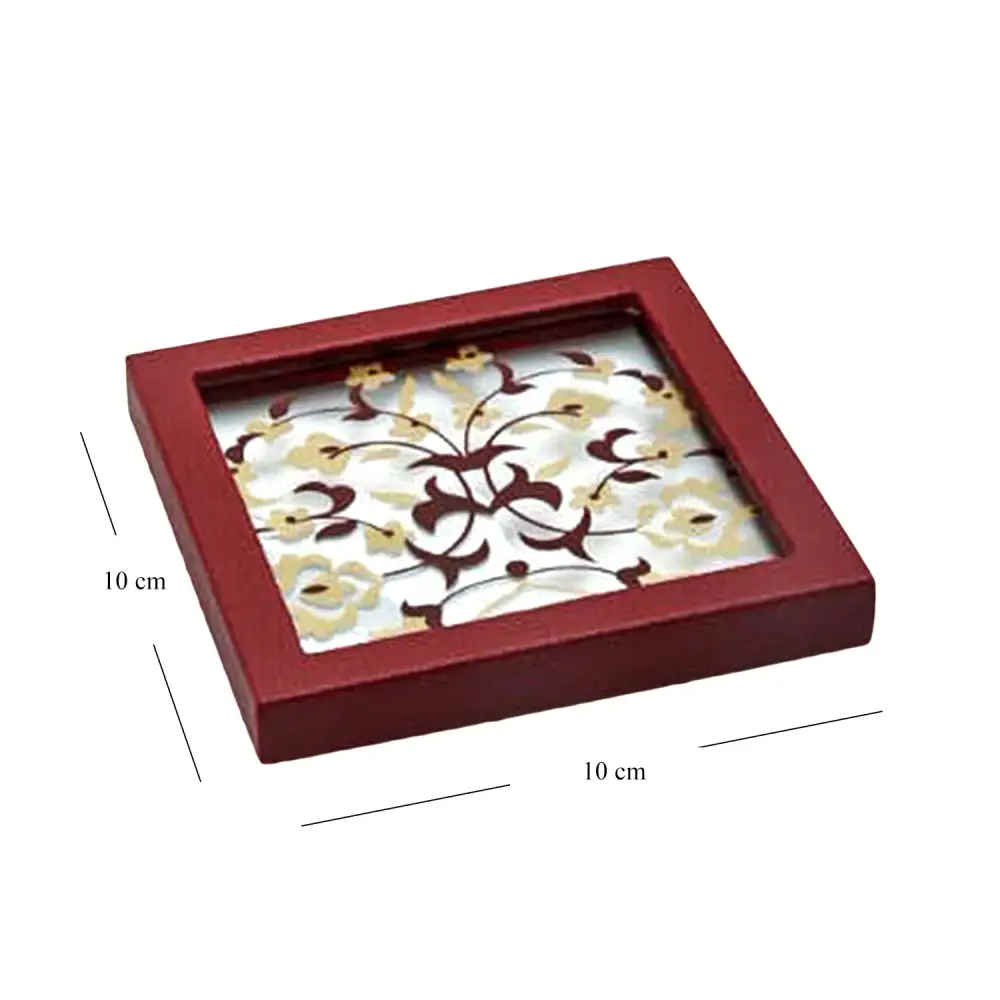 Crimson Faux Leather Coaster Set