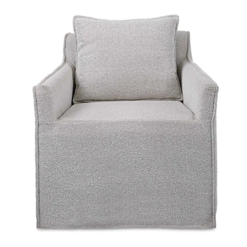 Boucle Slipcover Swivel Chair