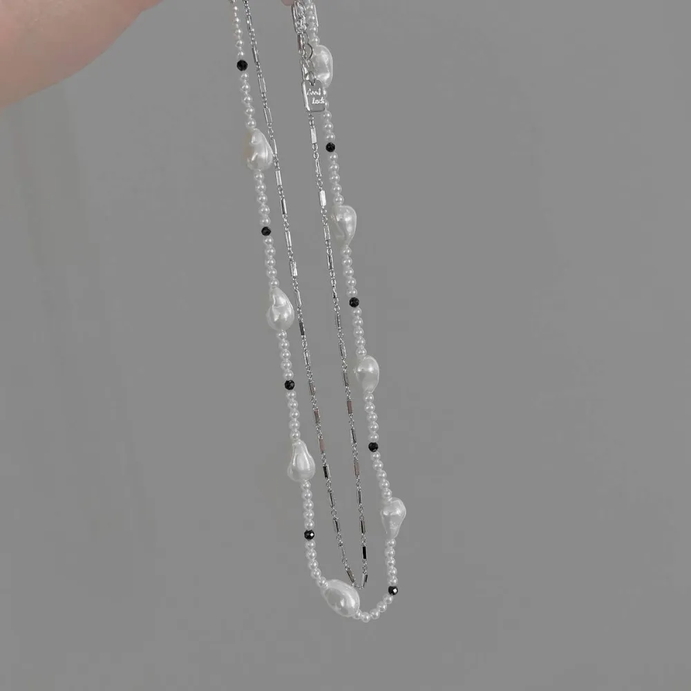 Layered Double Pearl Choker Necklace
