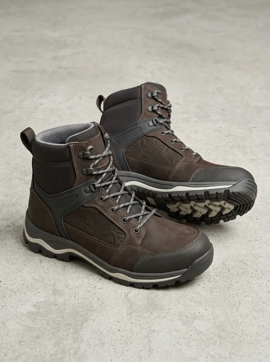 Unisex Floral Pattern Embossed Print Work Boots