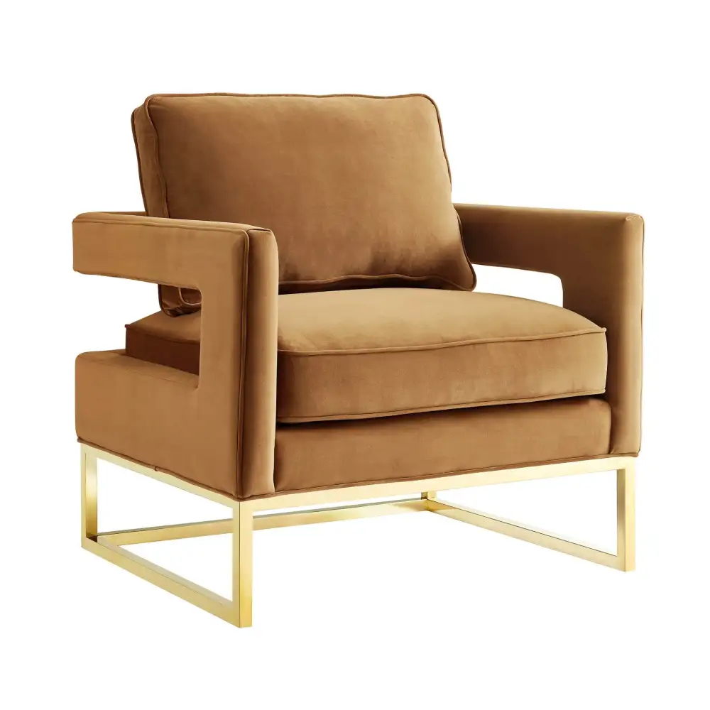 Geometric Modern Velvet Upholstered Accent Chair