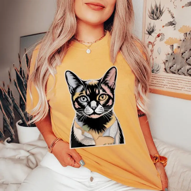 Newspaper Art European Burmese Cat Women's Oversized Comfort Colors T-Shirt