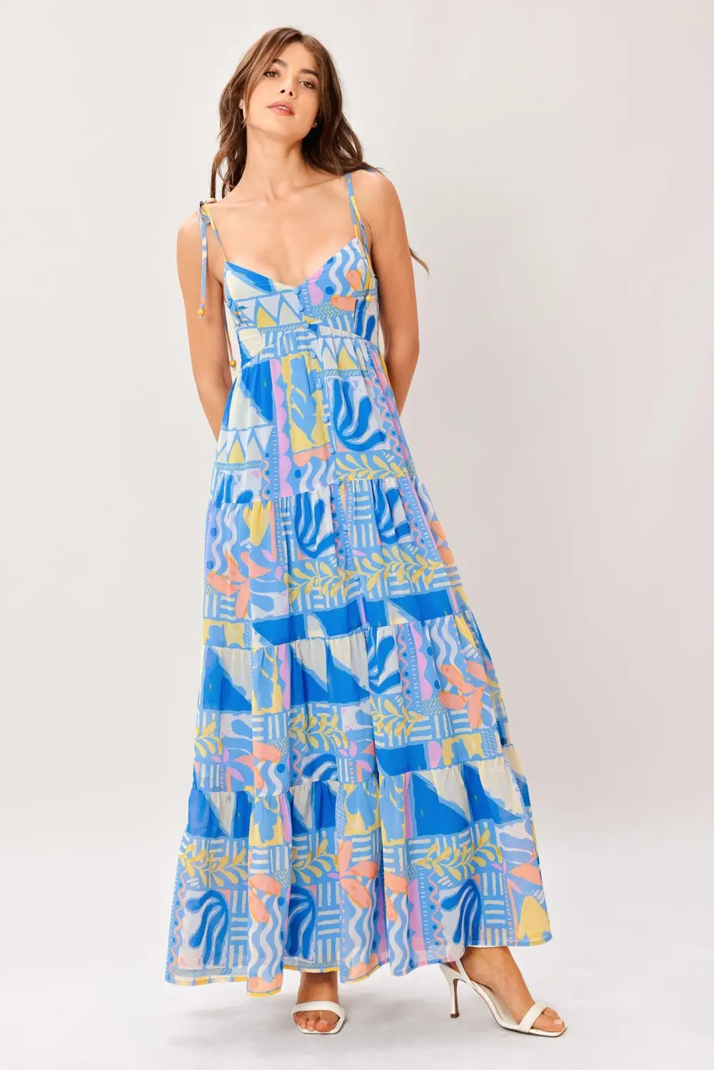 Classic Smocked Printed Maxi Dress