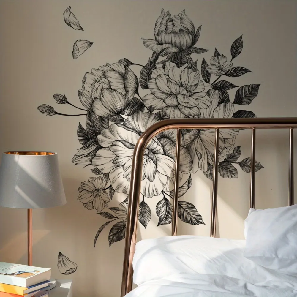Black Floral Sketch Wall Decal