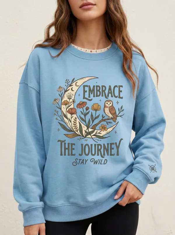 Nature Lover Moon Owl Floral Sweatshirt
