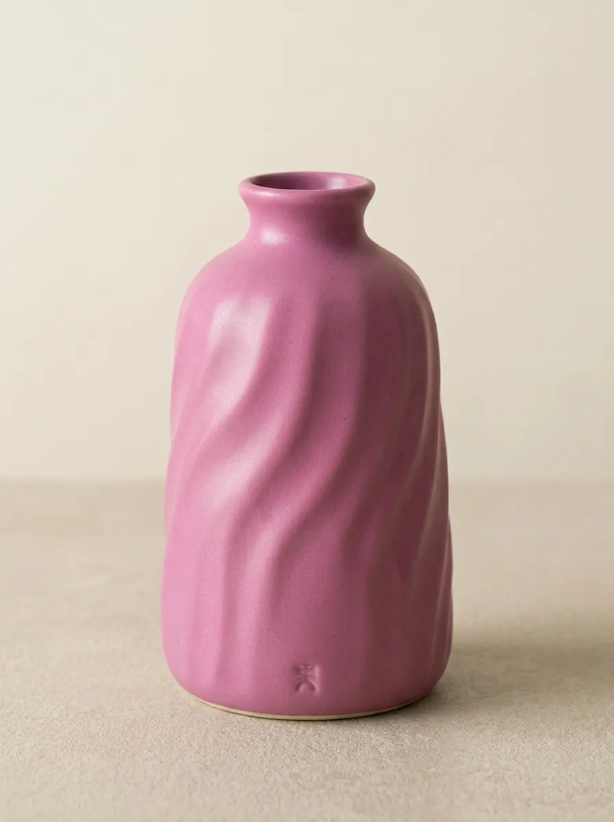 Minimalist Swirl Textured Ceramic Vase