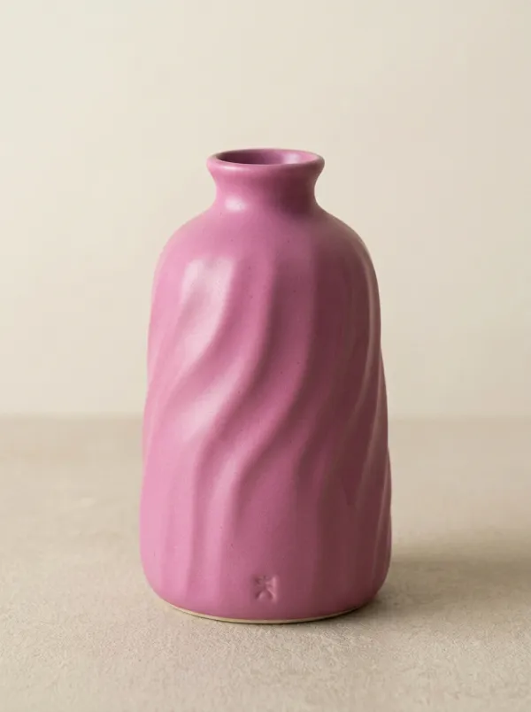 Minimalist Swirl Textured Ceramic Vase