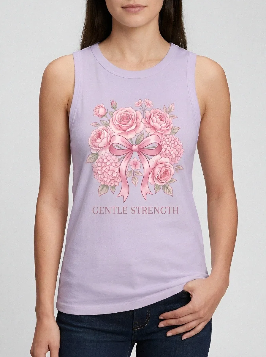 Women's Breast Cancer Awareness Pink Ribbon Floral Printed Tank Top