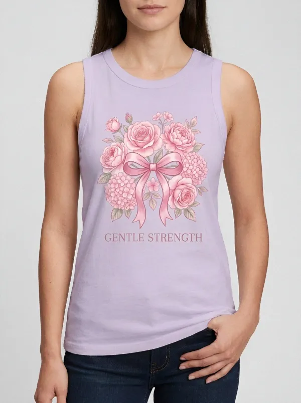 Women's Breast Cancer Awareness Pink Ribbon Floral Printed Tank Top