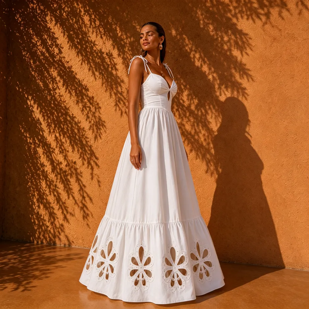 Liora White Cut-Out Maxi Dress
