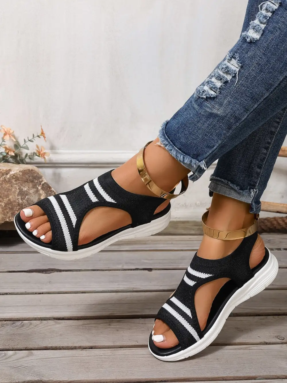Peep Toe Mesh Sandals