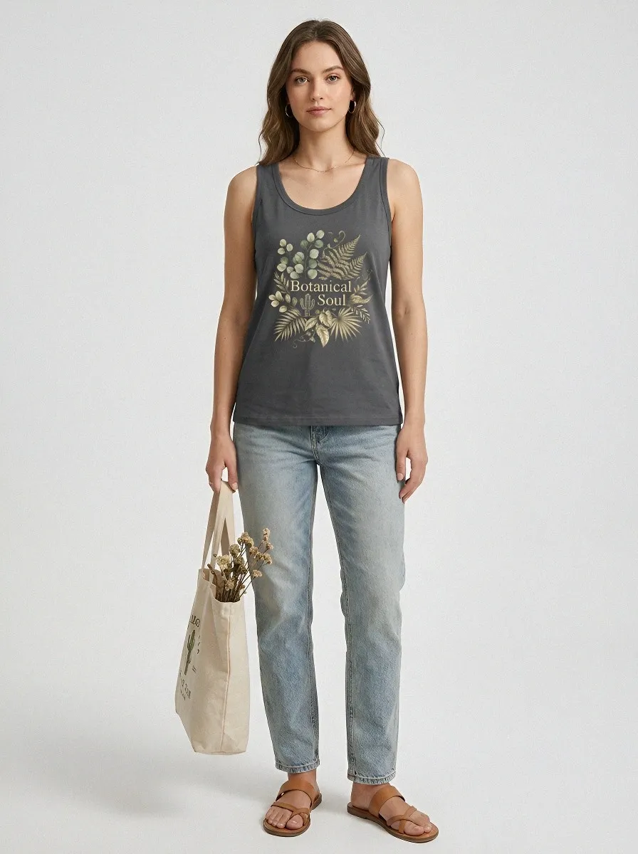 Women's Natural Vibes Cactus Floral Printed Tank Top