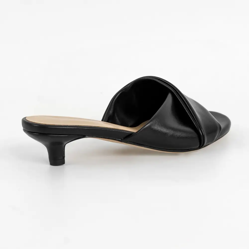 Round Toe Kitten Heel Mule Sandals