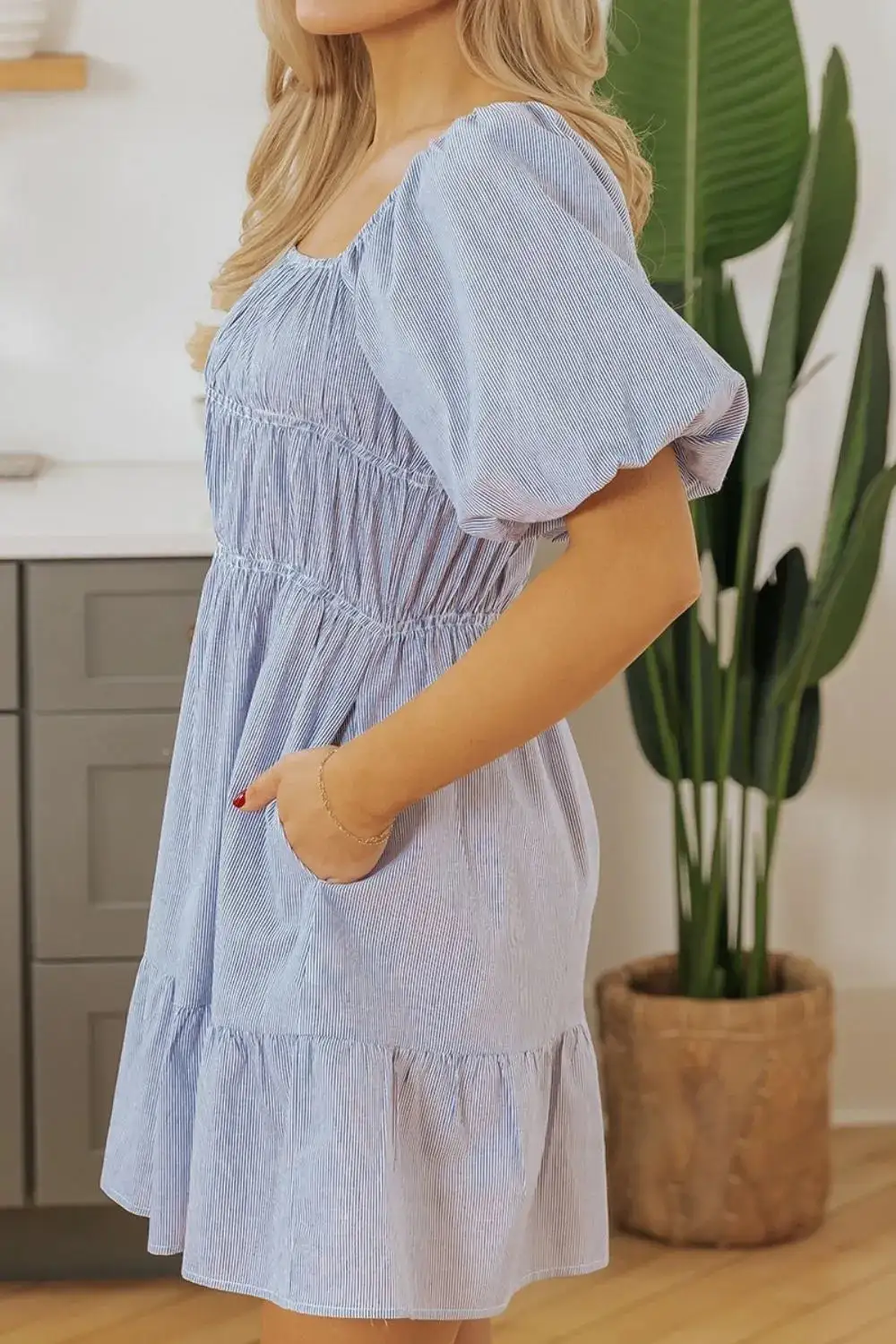 Soft Striped A-Line Dress