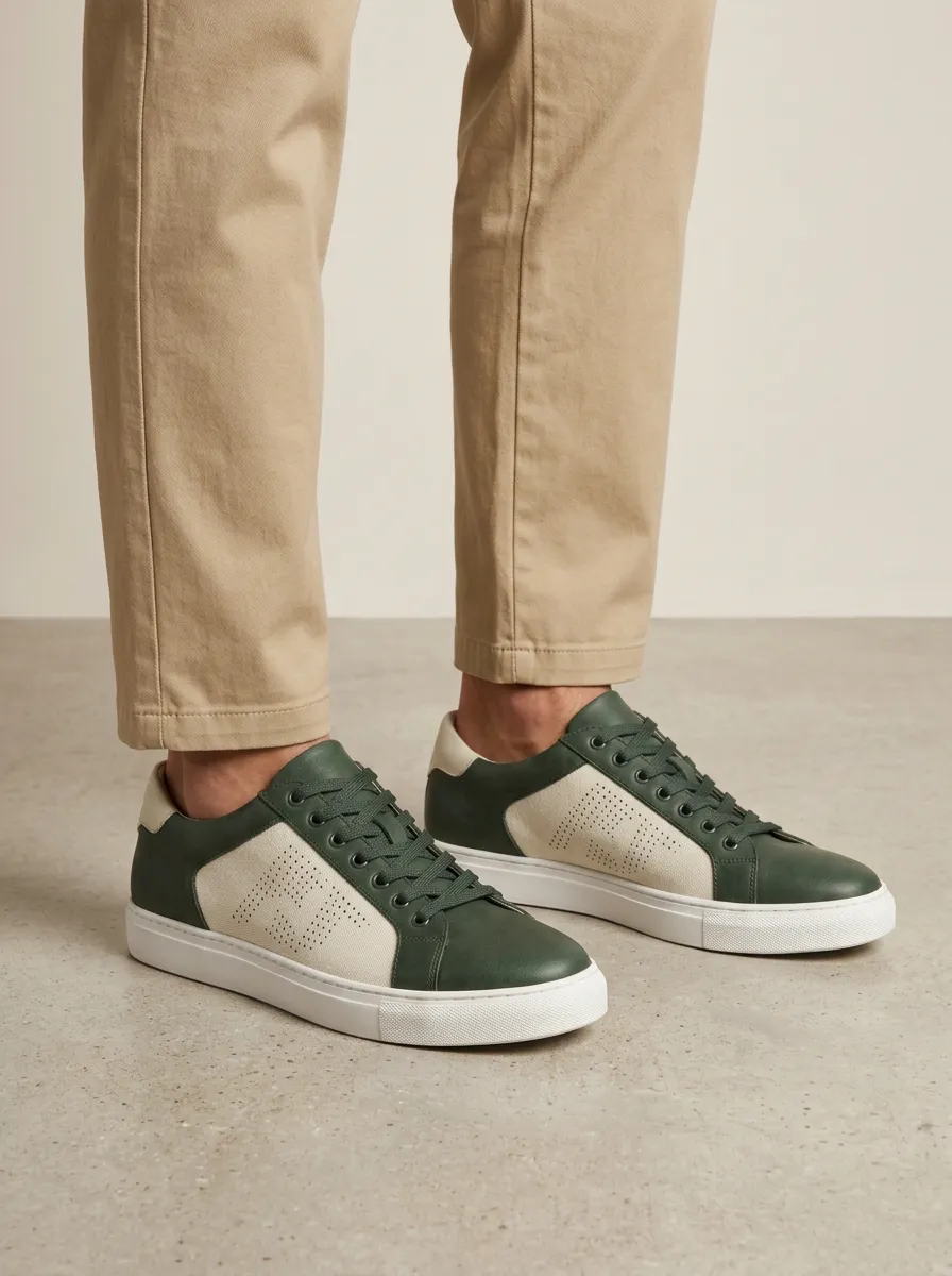 Men's Minimalist Perforated Pattern Printed Casual Shoes