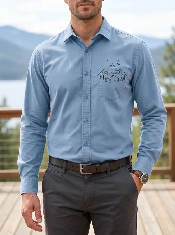 Men's Outdoor Nature Lover Mountain Forest Printed Shirt