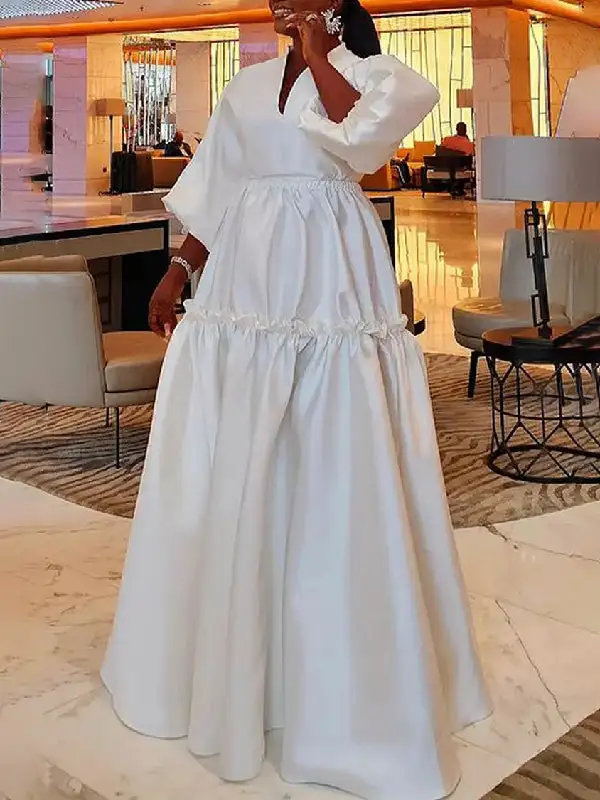 Falbala Neck Maxi Dress