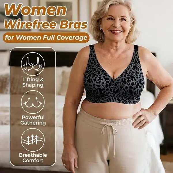 🏆 🔥Super Firming Leopard Print Jelly  Bra | Women Wirefree Bras 👍No More Sagging Breasts