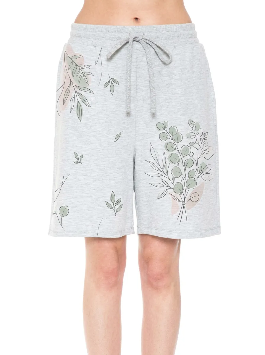 Women's Botanical Nature Lover Eucalyptus Leaf Printed Shorts