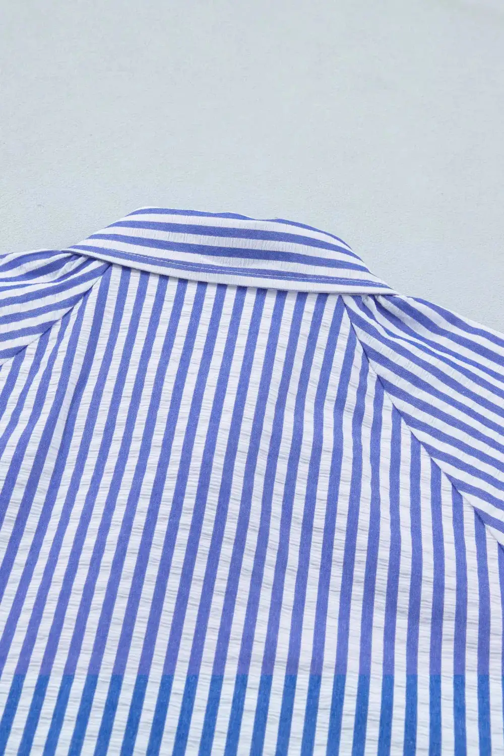 Striped Floral Embroidered Puff Sleeve Button Down