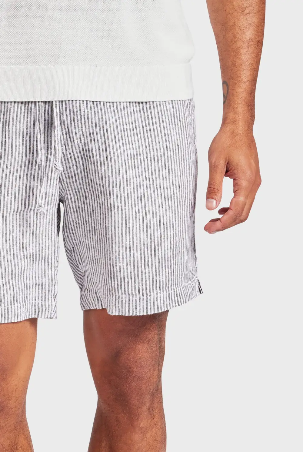 Vertical Striped Linen Blend Casual Resort Shorts