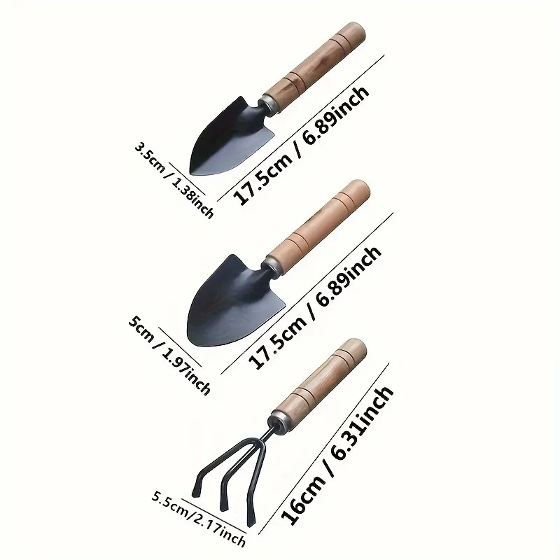 3-Piece Wooden Handle Garden Tool Set