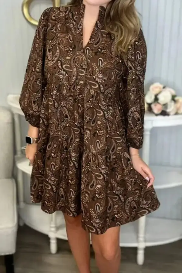 Wearable Cut Paisley Print Mini Dress