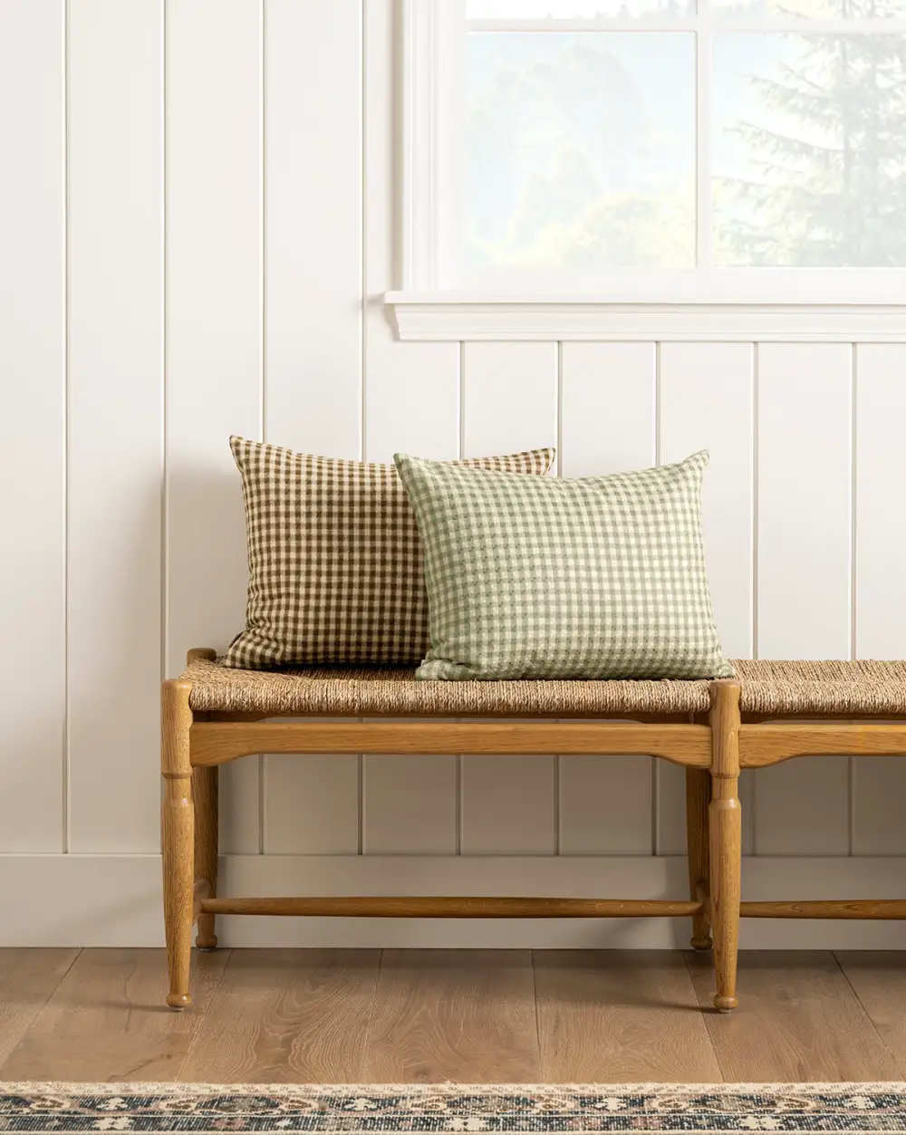 Layered Plaid Linen Pillow Cover