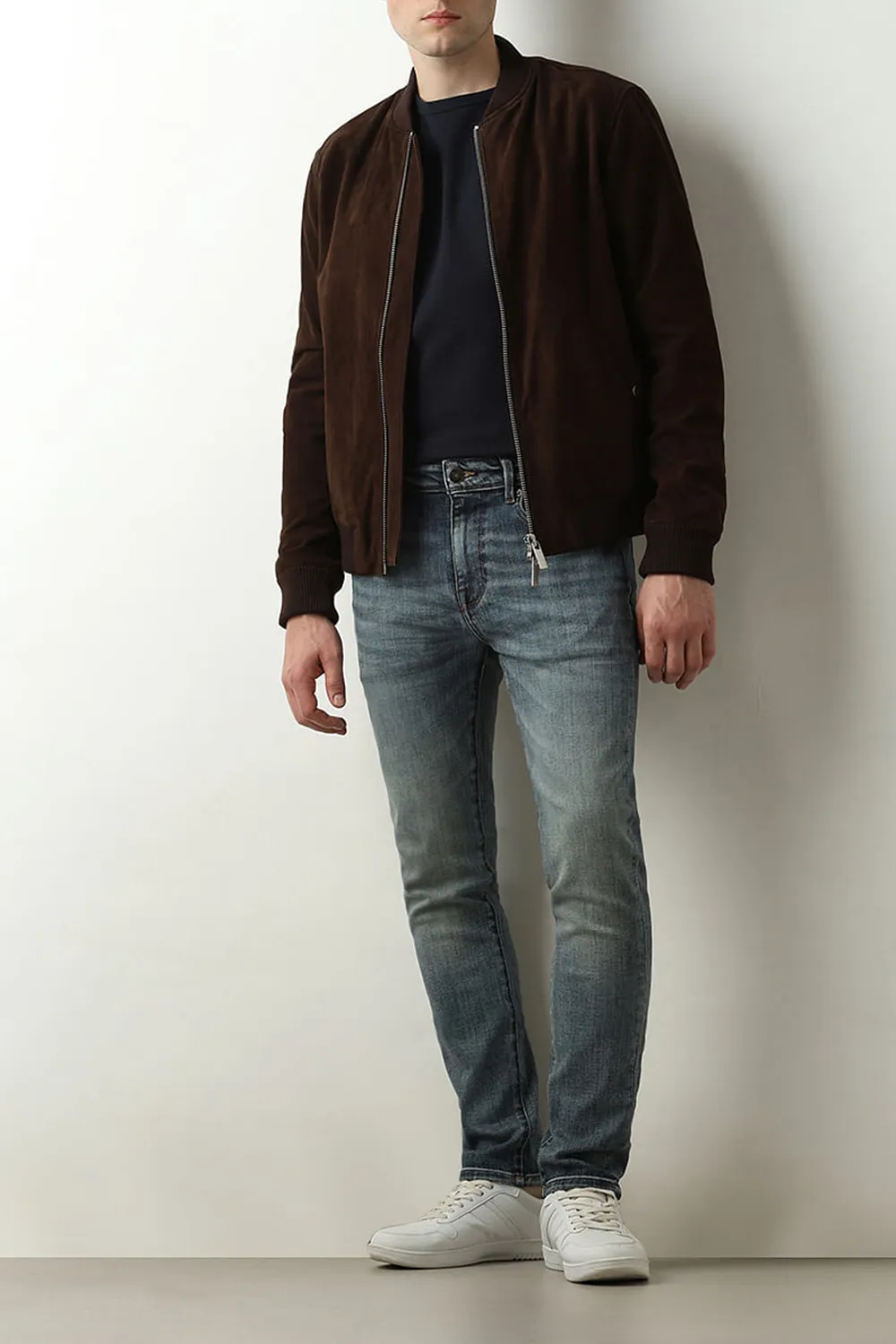 Blue Mid Rise Leon Slim Fit JEANS-Wash blue