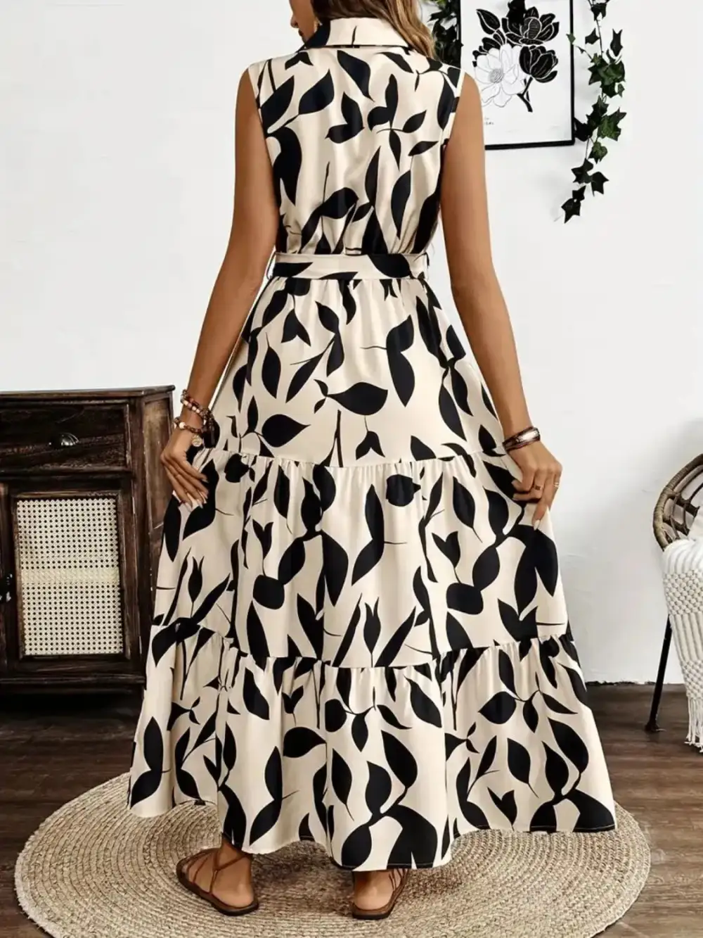 Textured Tie Detail Maxi Dress