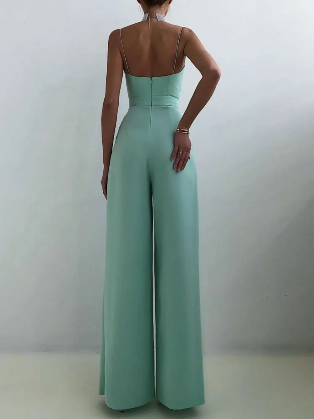 Plus Size Spaghetti Strap Wide Leg Accessory