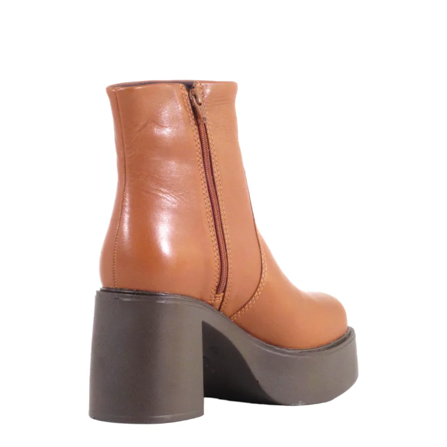 Leather Platform Zip Ankle Boots