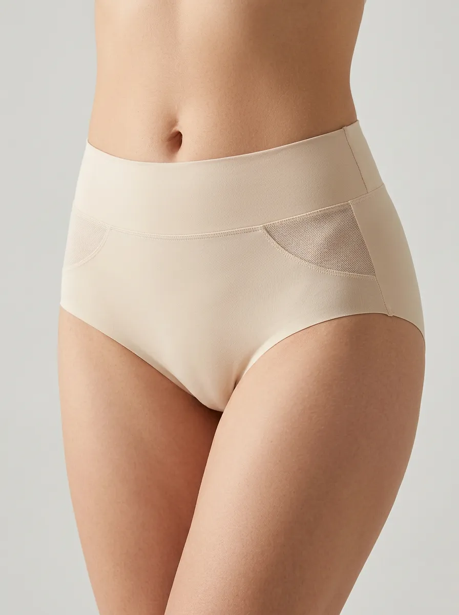 Classic Seamless High-Waisted Mesh Panel Design Women's Panties