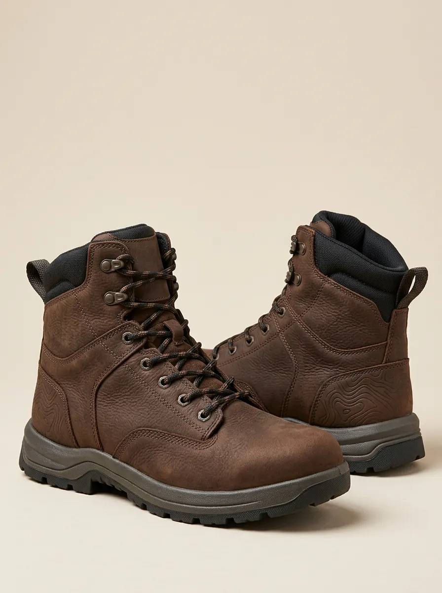 Unisex Outdoor Hiking Lover Topographic Print Work Boots