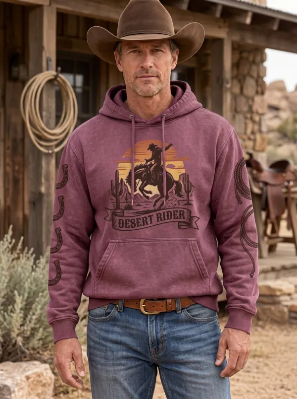 High Desert Horse Cactus Desert Frontier Look Men's Western Sweatshirt