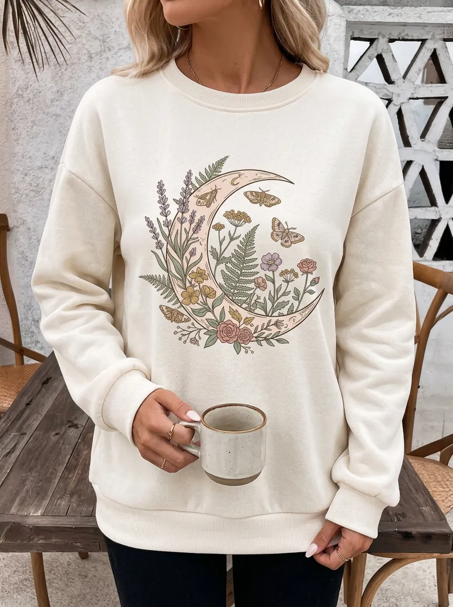 Botanical Moon Moth Floral Sweatshirt