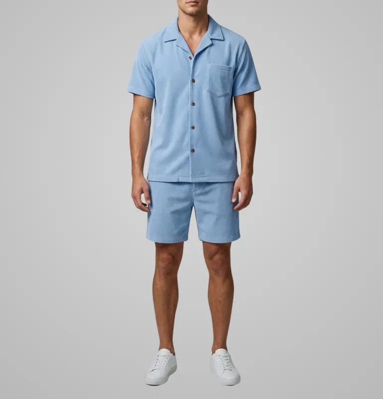 Open Collar Two Piece Set Clean Cut