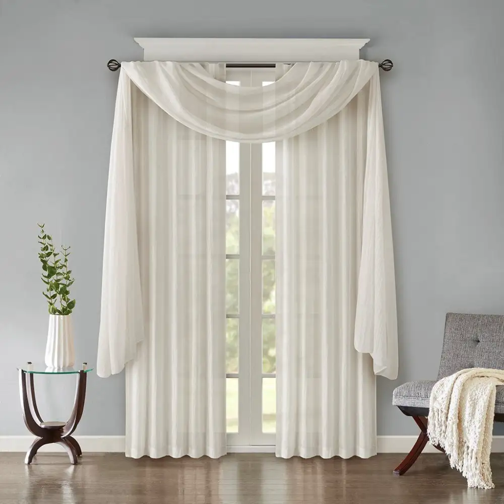 Tailored Sheer Polyester Solid Window Scarf