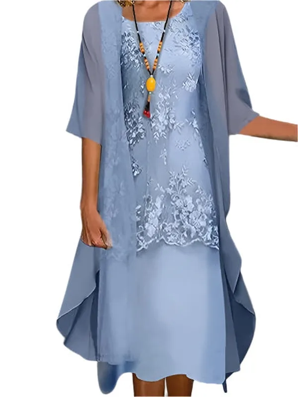 Flowing Sheer Sleeve Midi Dress