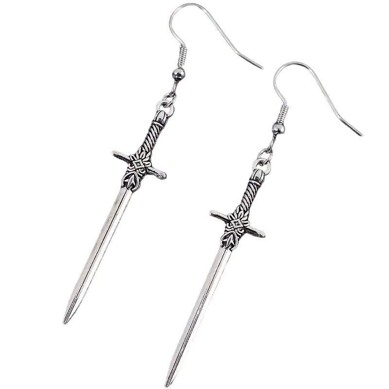 Women's Gothic Cross Sword Design Dangle Earrings