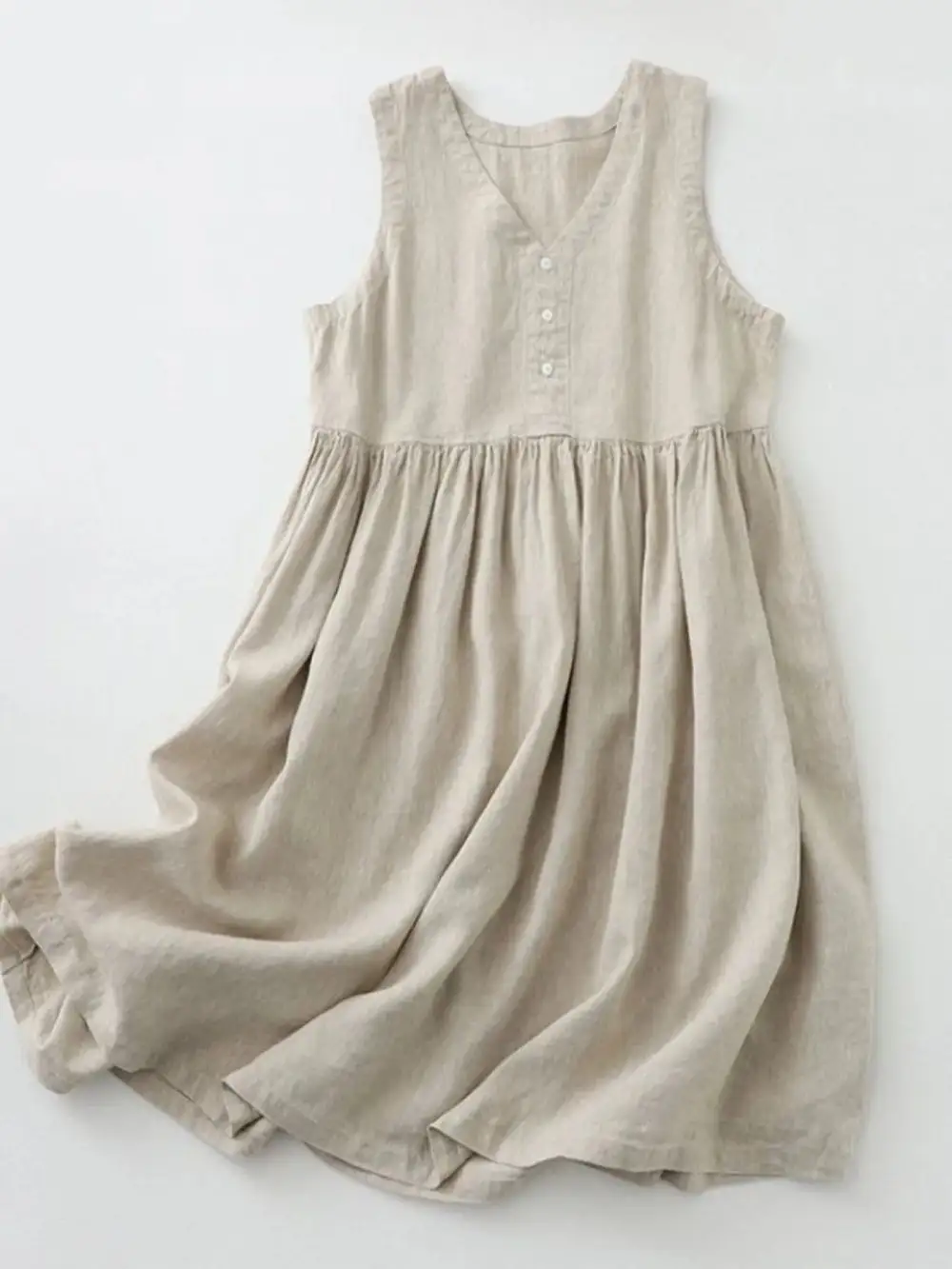 Elegant V Neck Sleeveless Midi Dress