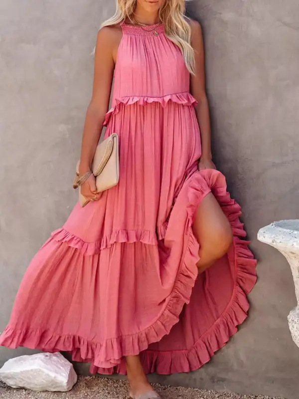 Classic Tiered Sleeveless Maxi Dress