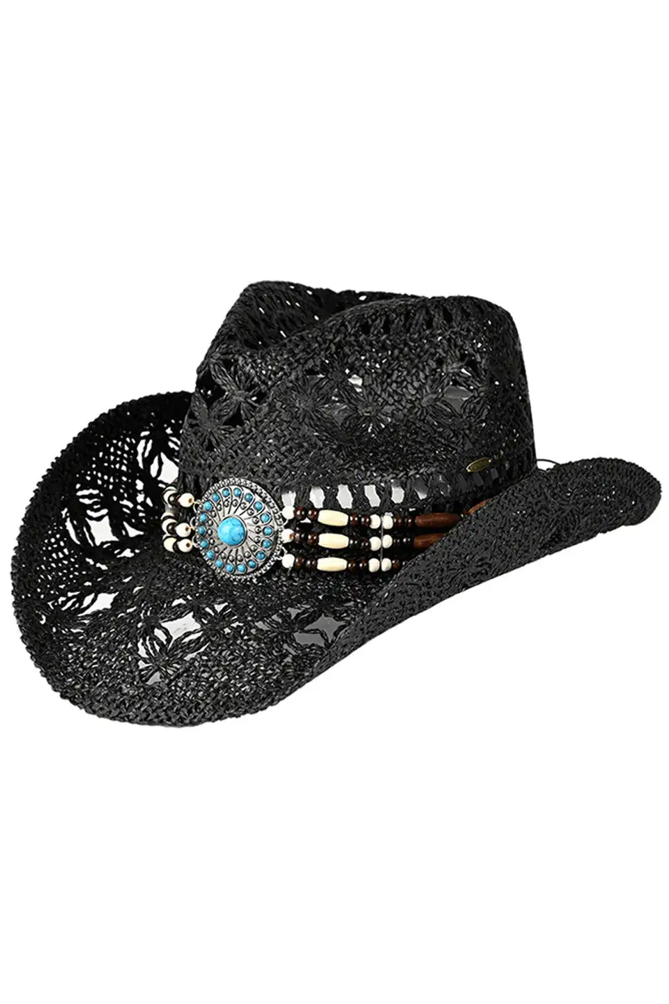 Western Wooden Bead Band Tea-stain Cowboy Hat