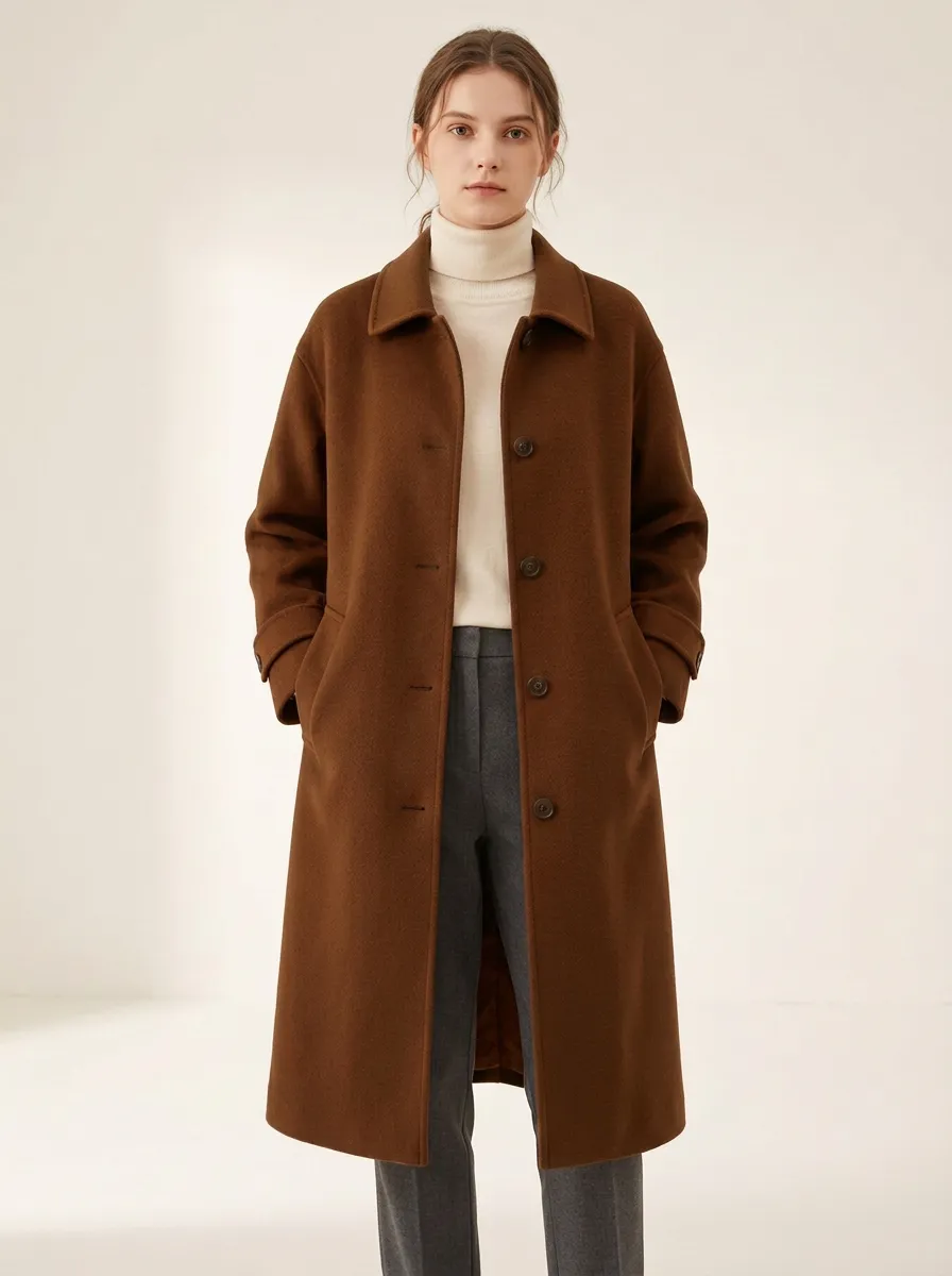 Botanical Wool-Blend Outerwear Coat