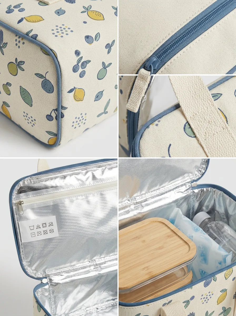 Picnic Lover Lemon Fruit Pattern Printed Insulated Lunch Bag