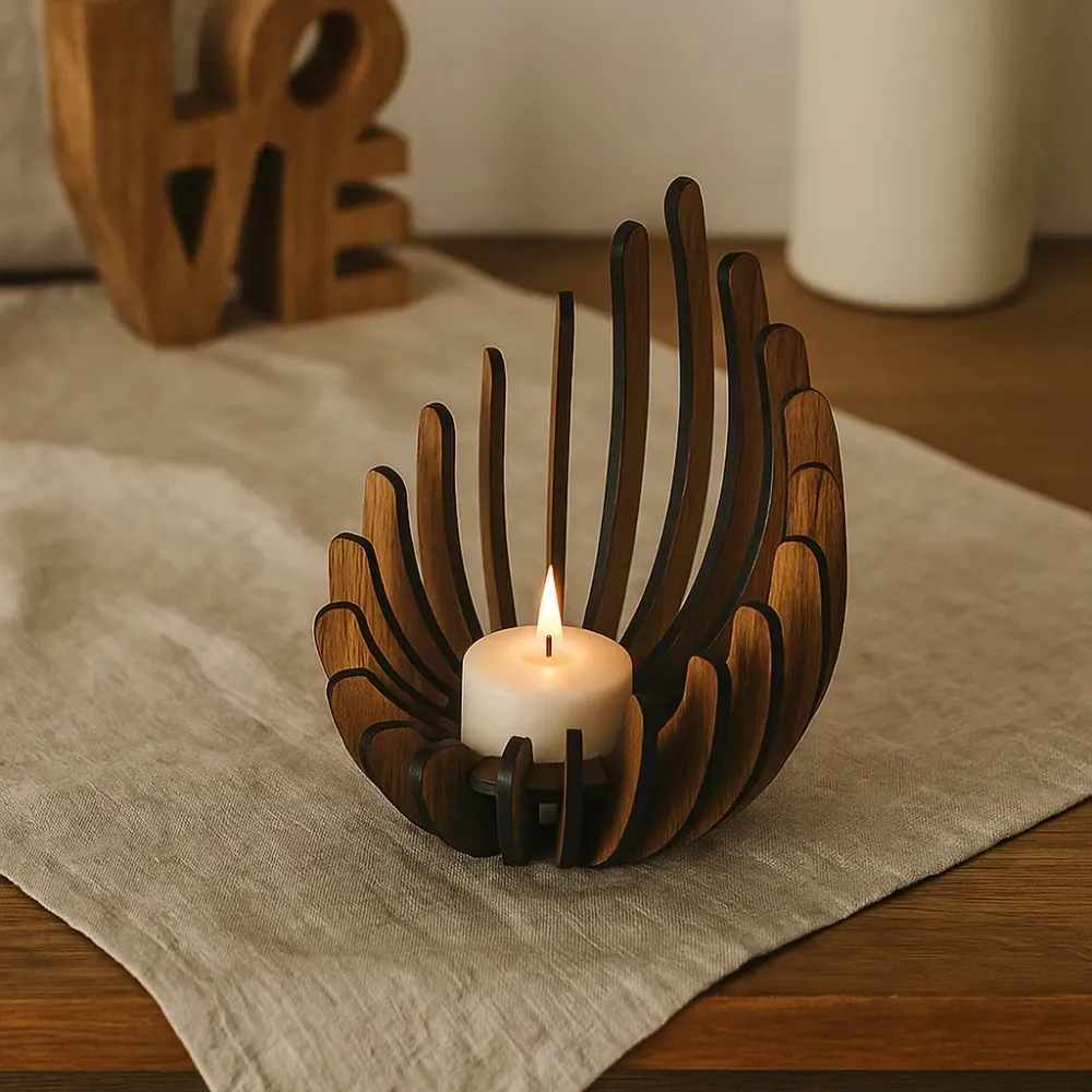 Artistic Wood Candle Holder