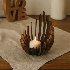 Artistic Wood Candle Holder