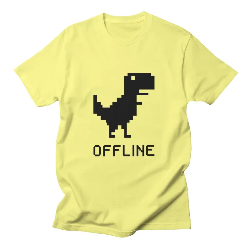 Retro Pixelated Dinosaur Print Short-Sleeved Shirt